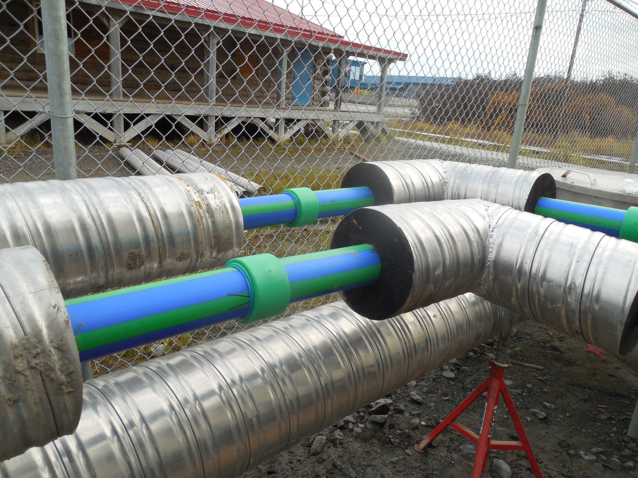 Photo of pipes in Emmonak, AK.